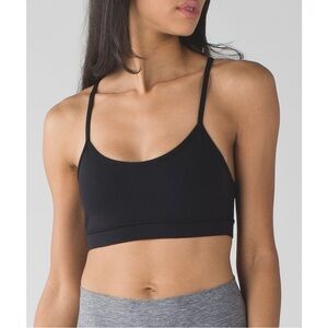 Lululemon Flow Y Sports Bra Top Athletic Black Women’s Size 6 Mesh Back Unpadded